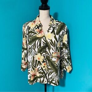 Vintage Kathy Che 18 Colorful Multicolor Floral Print Button Down Top